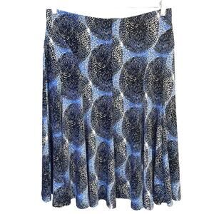 Black & Blue Dandelion Print Knee Length Soft Flowy East 5th Pleated Skirt Y2k